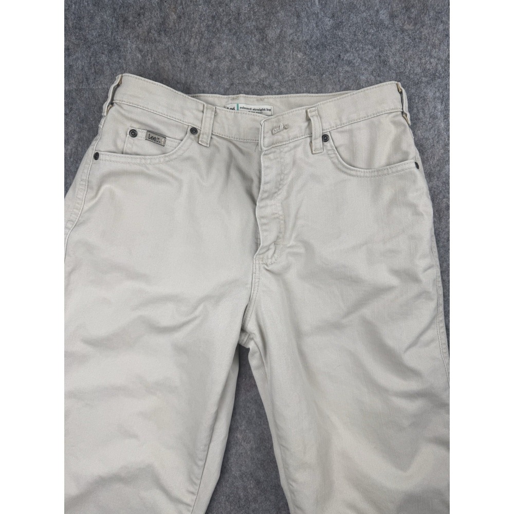 LEE Relaxed At The Waist Straight Leg Khaki Denim Jeans Size 8 Long 5-Pocket - Picture 2 of 8